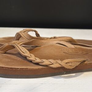 Rainbow Tan Braided Leather Sandals